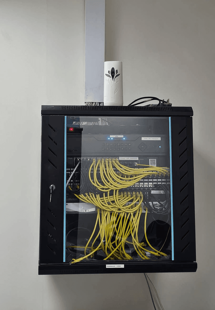 Additional network outlet and structured cabling installation in progress
