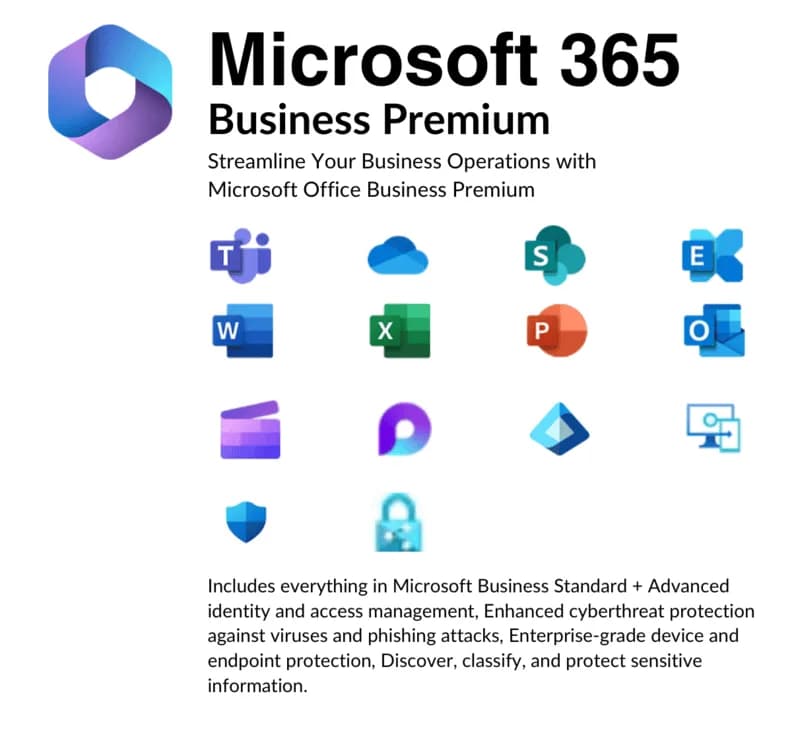 Microsoft 365 Business Premium Global Admin (10 Users, 1TB+ each, 300 Users) (Max 300 users)