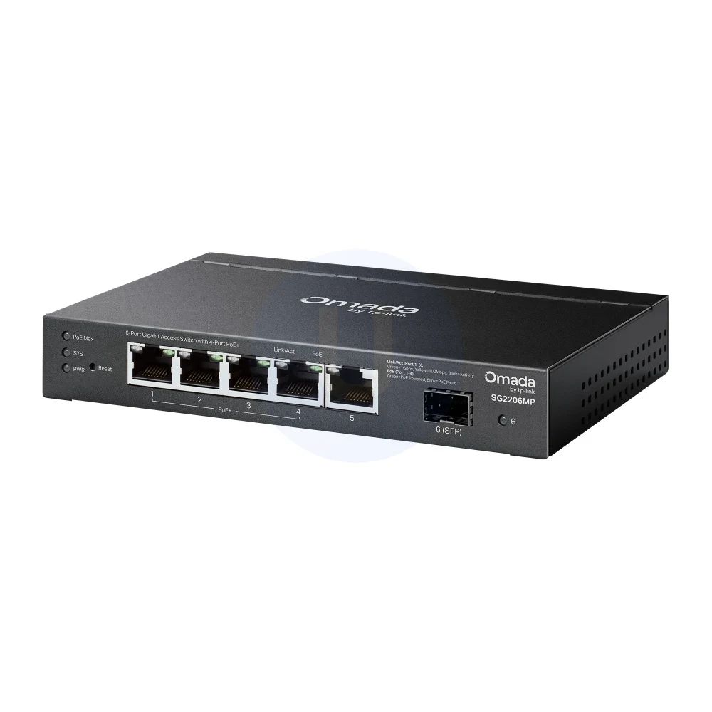 TP-Link SG2206MP Omada Access 6-Port Gigabit Switch with 4-Port PoE+ - Image 2