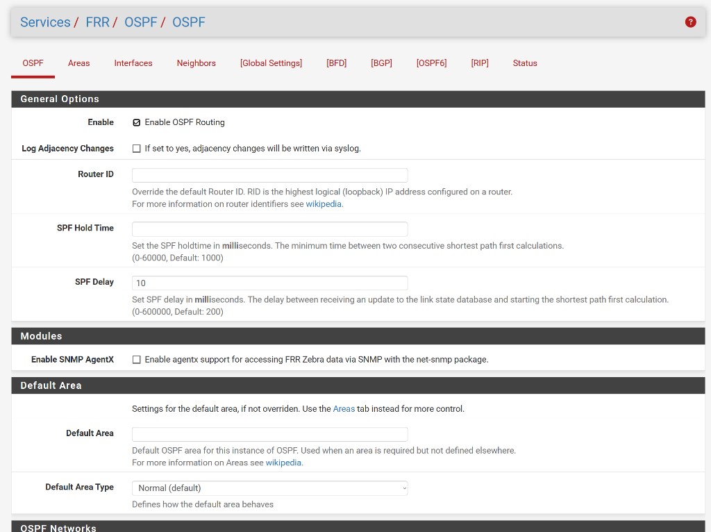 UTKGate Services FRR OSPF - routing configuration, areas, SPF and modules for enterprise network Kuwait